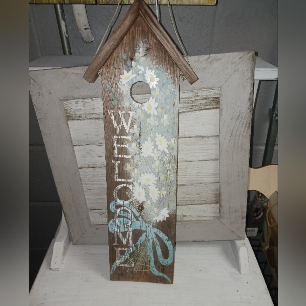 Rustic Welcome Birdhouse Sign